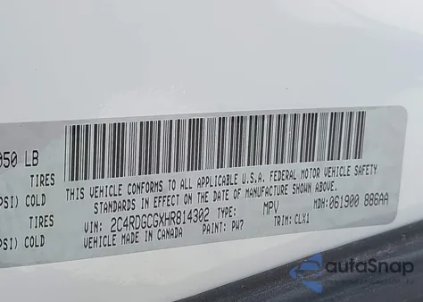 2017 Dodge Grand Caravan Sxt z USA, uszkodzony, nr VIN 2C4RDGCGXHR814302